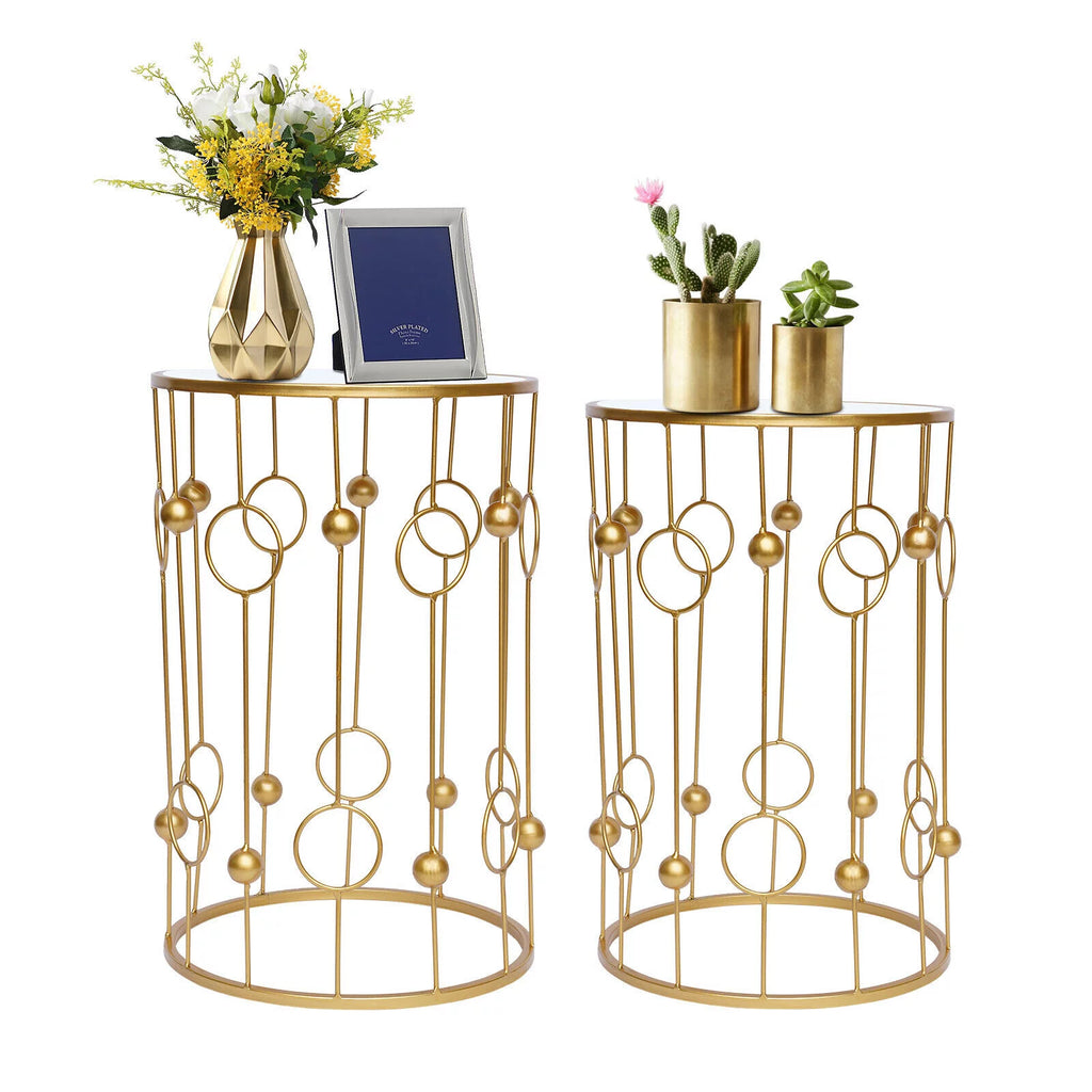 Set of 2 Round Glass Top Nesting Tables X791645