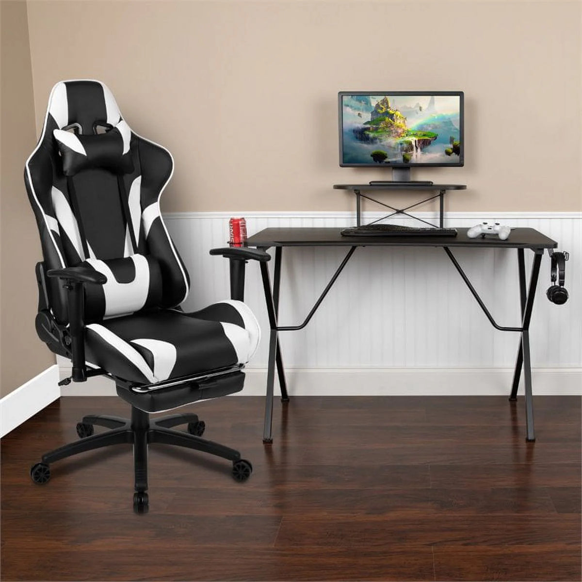 Black Gaming Desk and Reclining Swivel Chair O6702