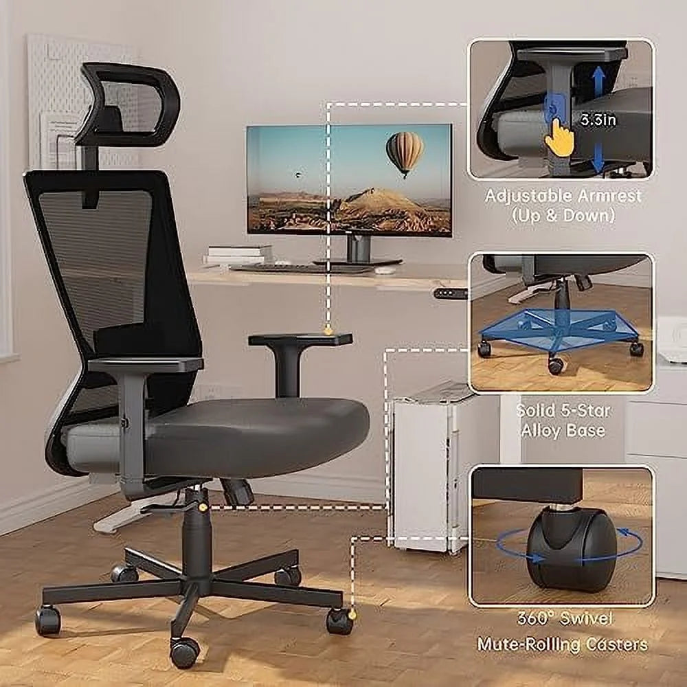 Black Ergonomic Mesh Office Chair with Lumbar Support Q38462