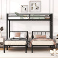 Black Twin XL over Twin & Twin Metal Triple Bunk Bed O224439