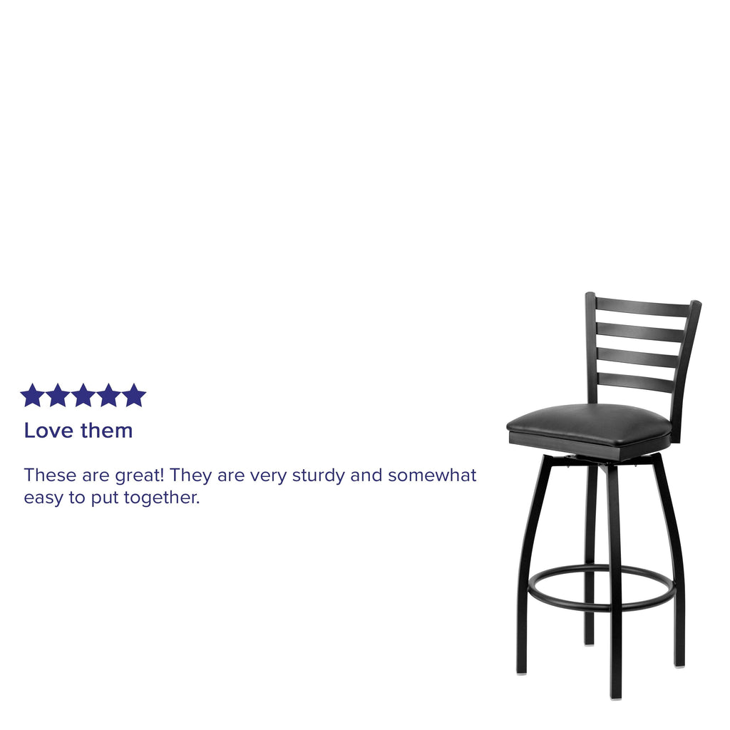 2 Pack Swivel Metal Barstool Black Vinyl Seat K335