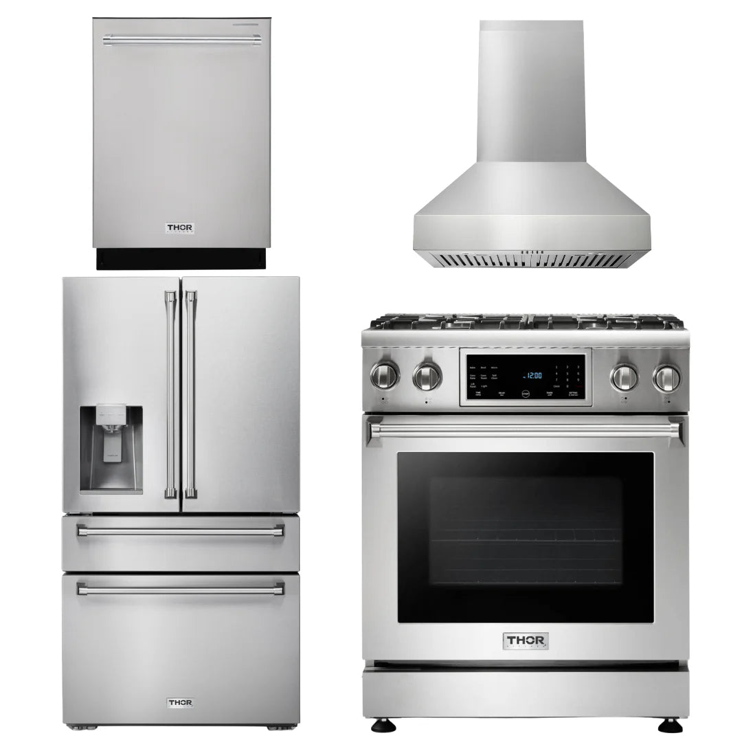 30 In. Propane Gas Range, Range Hood, Refrigerator, Dishwasher G770204