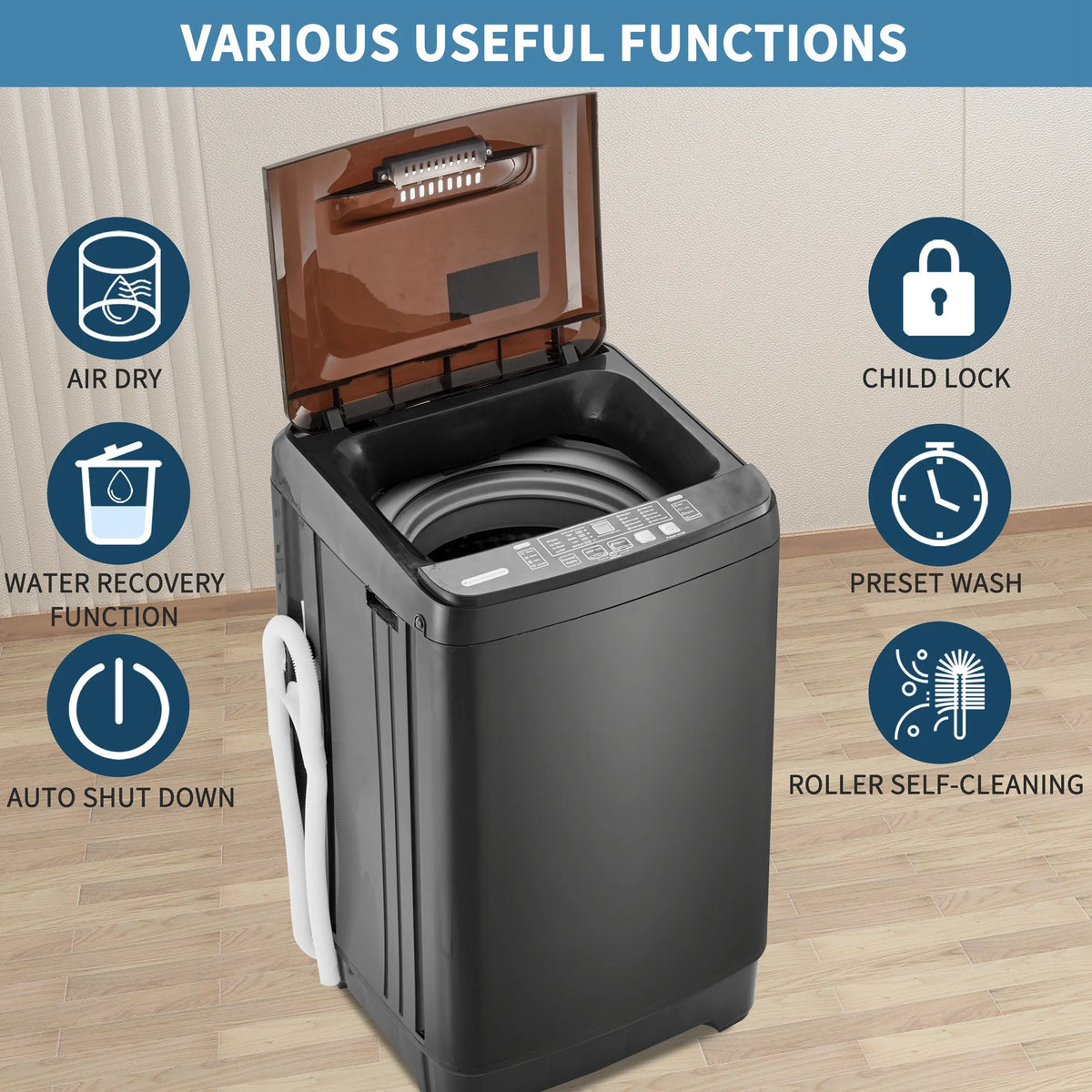 Portable Automatic Washer Machine with Drain Pump 17.6 Pounds W5909