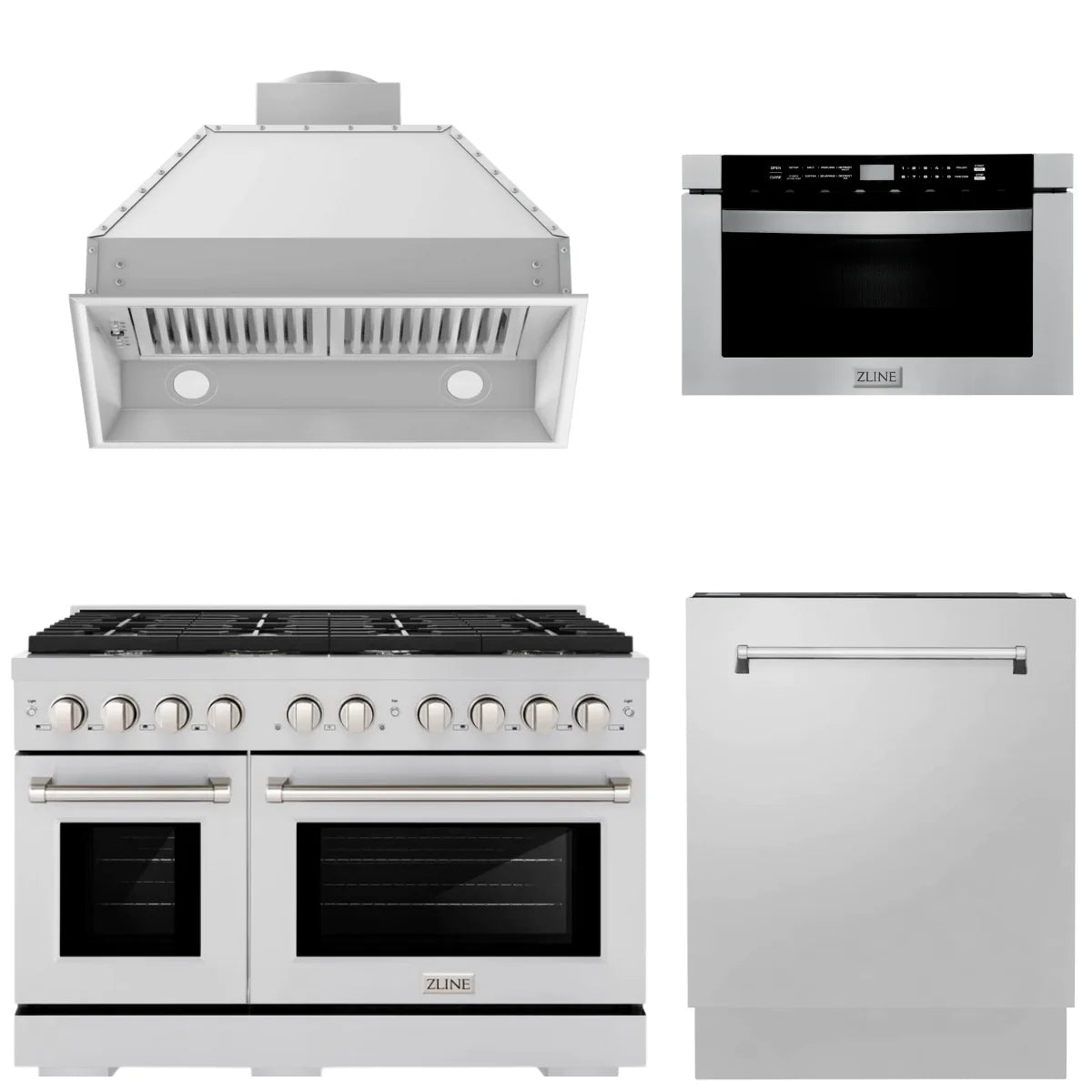 48 Gas Range, Range Hood Insert, Microwave Drawer and Dishwasher Y318