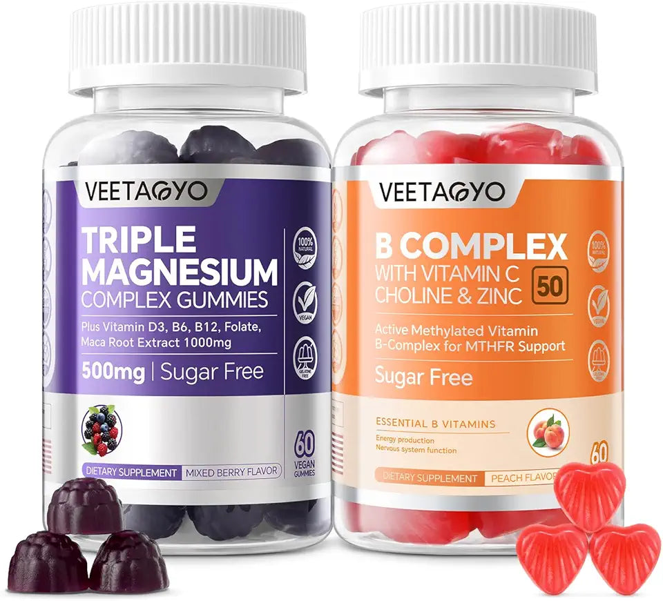 Magnesium Gummies 500mg 400mg + B Complex 50 Gummies S693105