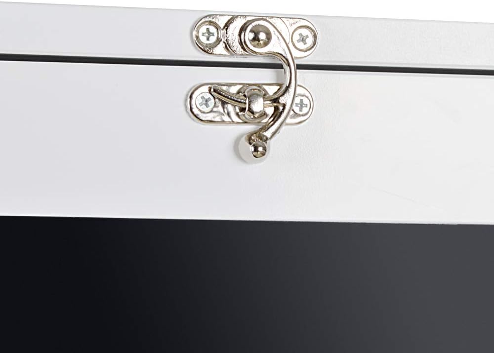 Collapsible Fold Down Desk Table Wall Cabinet with Chalkboard and Bottom Shelf, White M928471