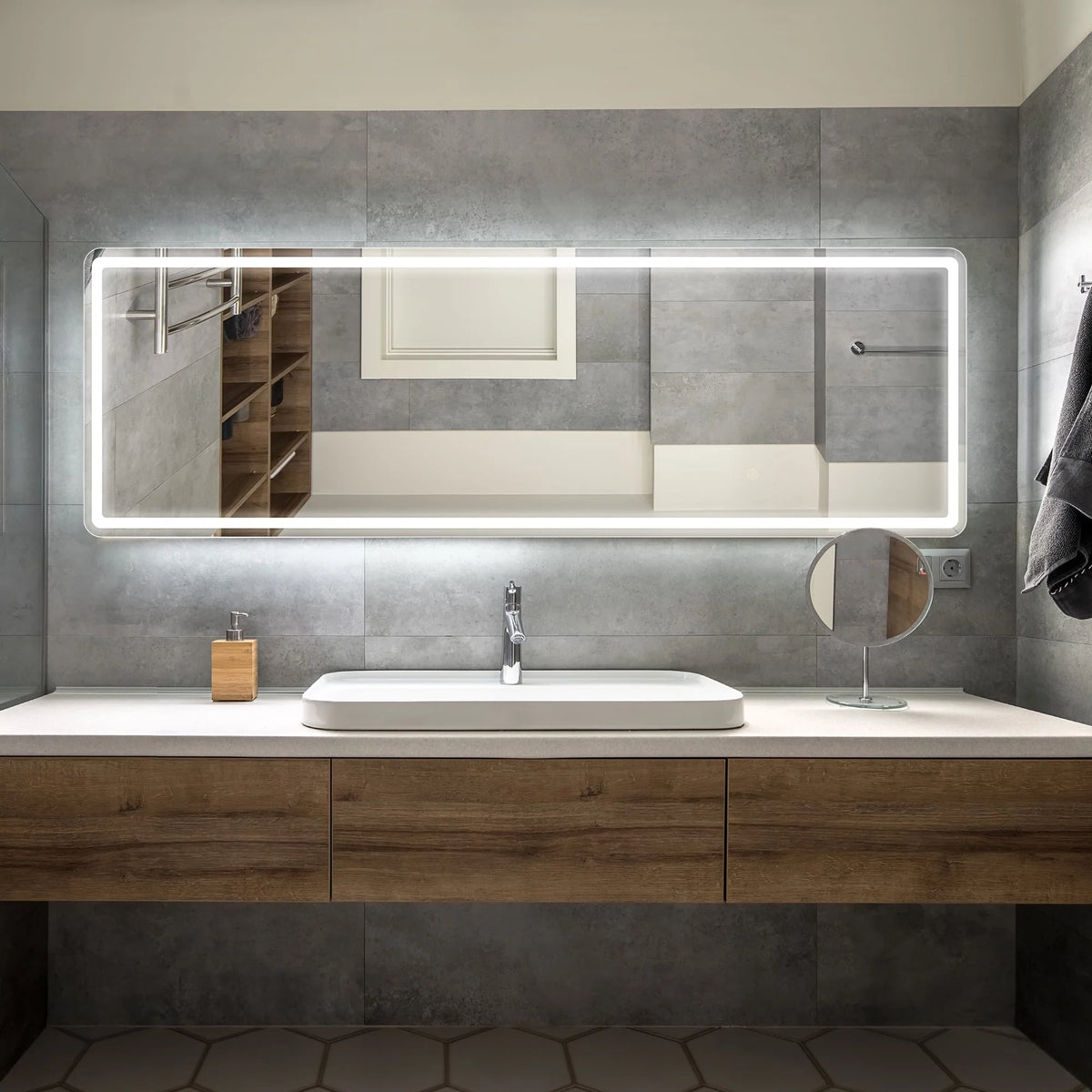 64x21 Black Full Length Mirror A277