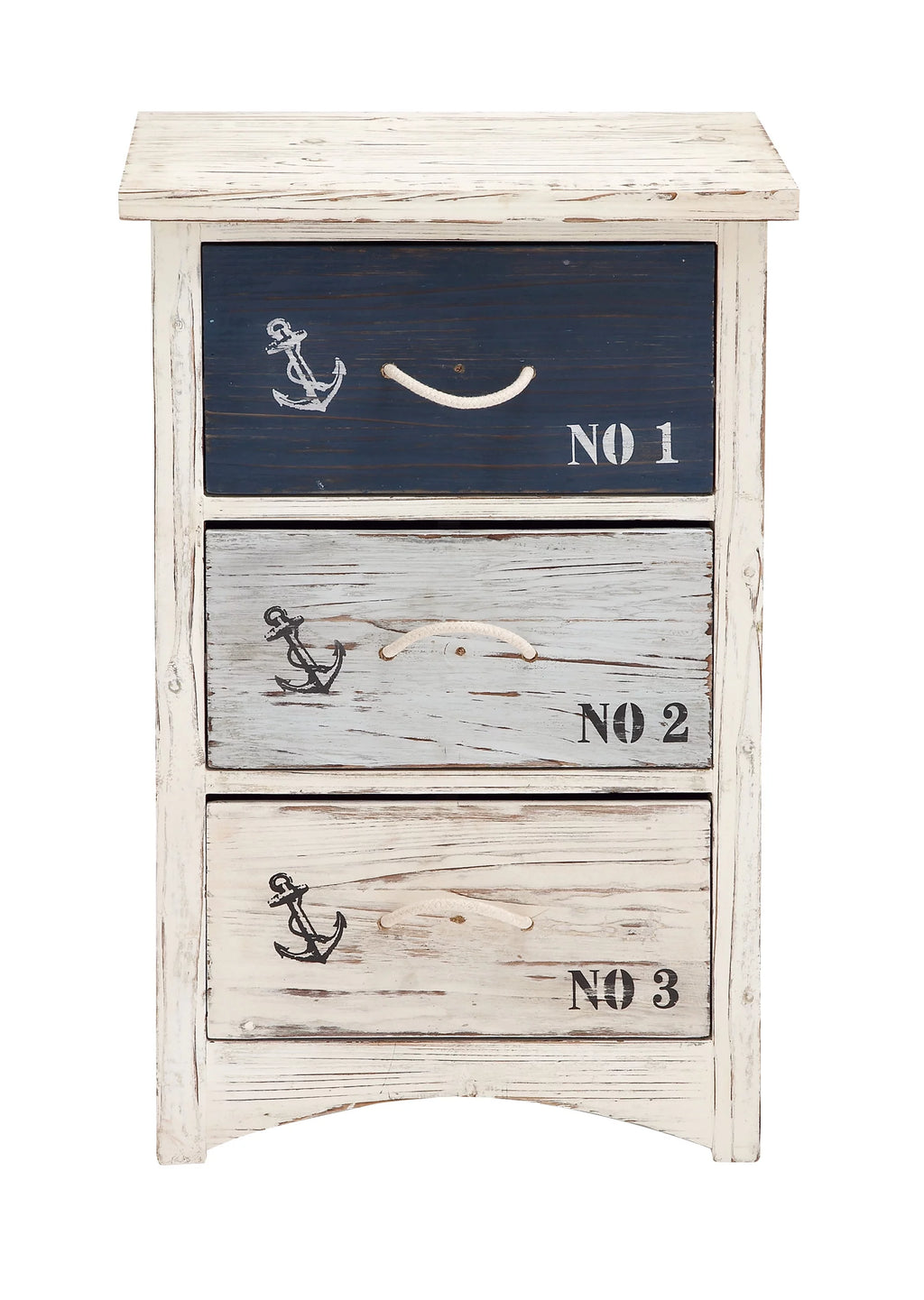 White Wood Anchor Chest with Rope Handles Z6520