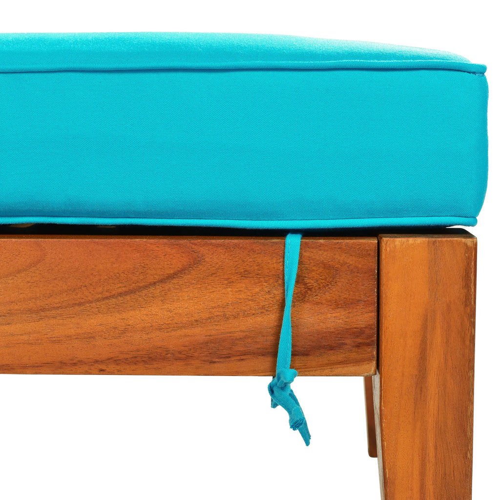 Solid Wood Chaise Lounge with Cushion, Wheels and Cup Table N19769