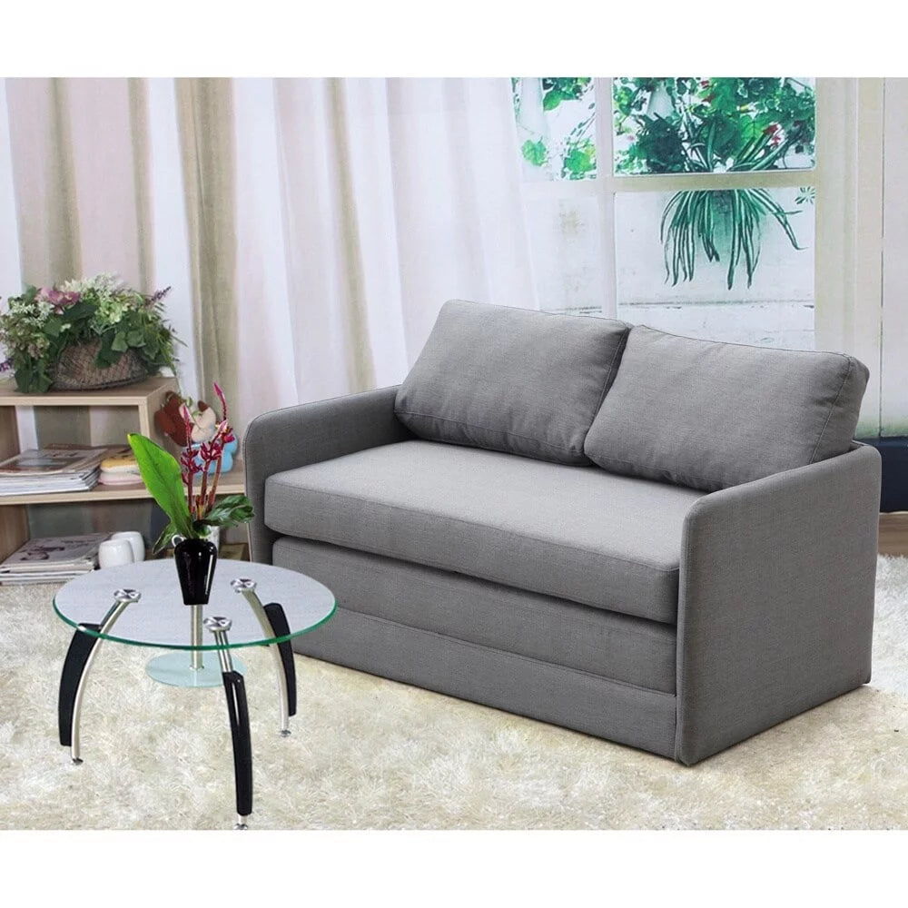Reversible Foam Fabric Loveseat and Sofa Bed Brown F681