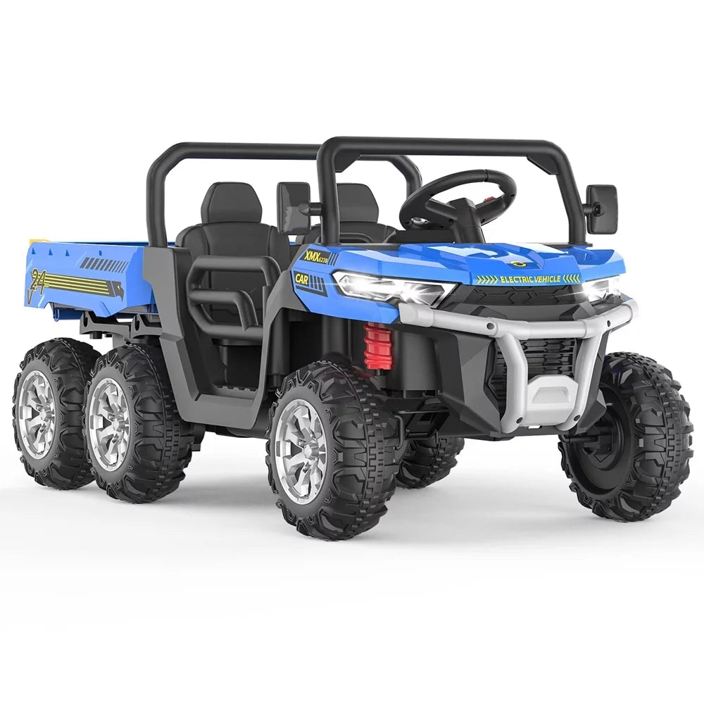 Remote Control Electric UTV, 2 Seater, 6 Wheels Ride On Dump Truck, Blue C4653