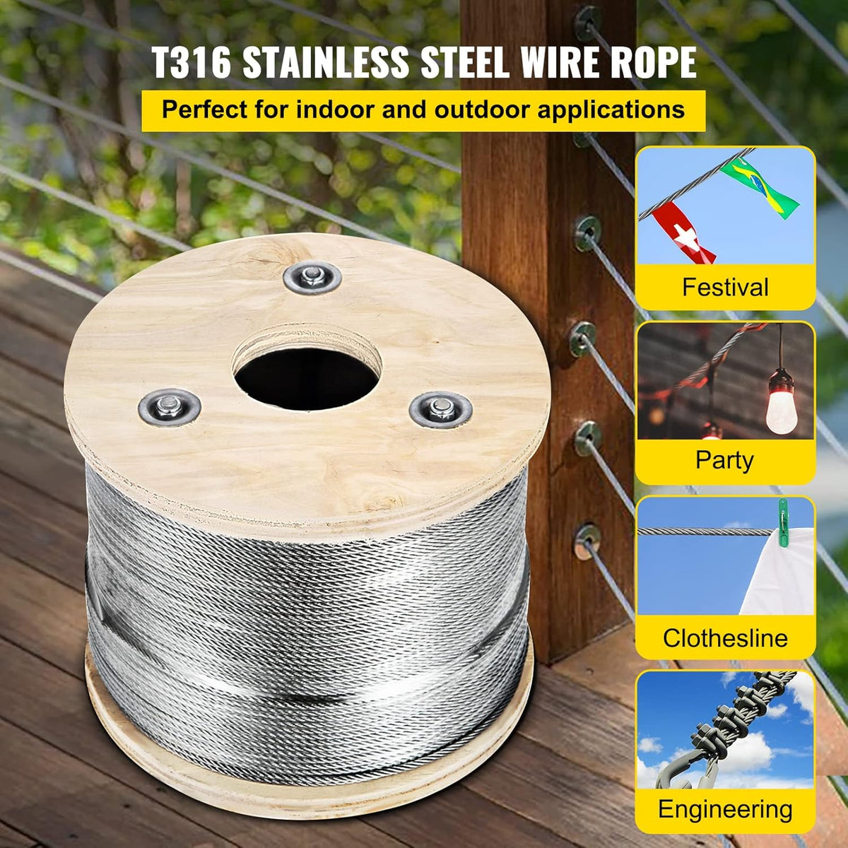 Stainless Steel Cable Railing 1/8 x 500 ft 316 Marine Grade Pack of 2 Z352