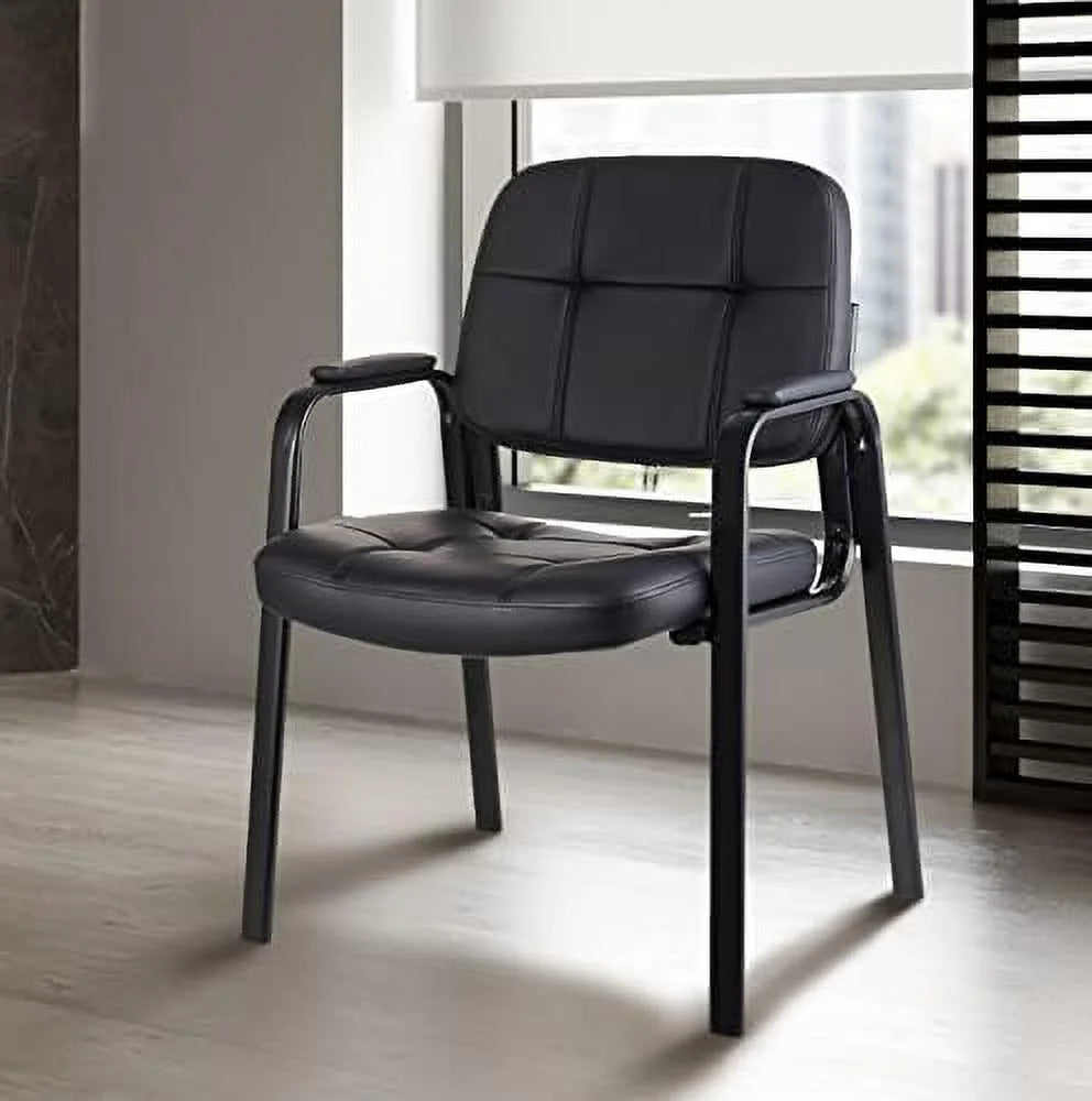 Black Bonded Leather Guest Chair 4 Pack W340