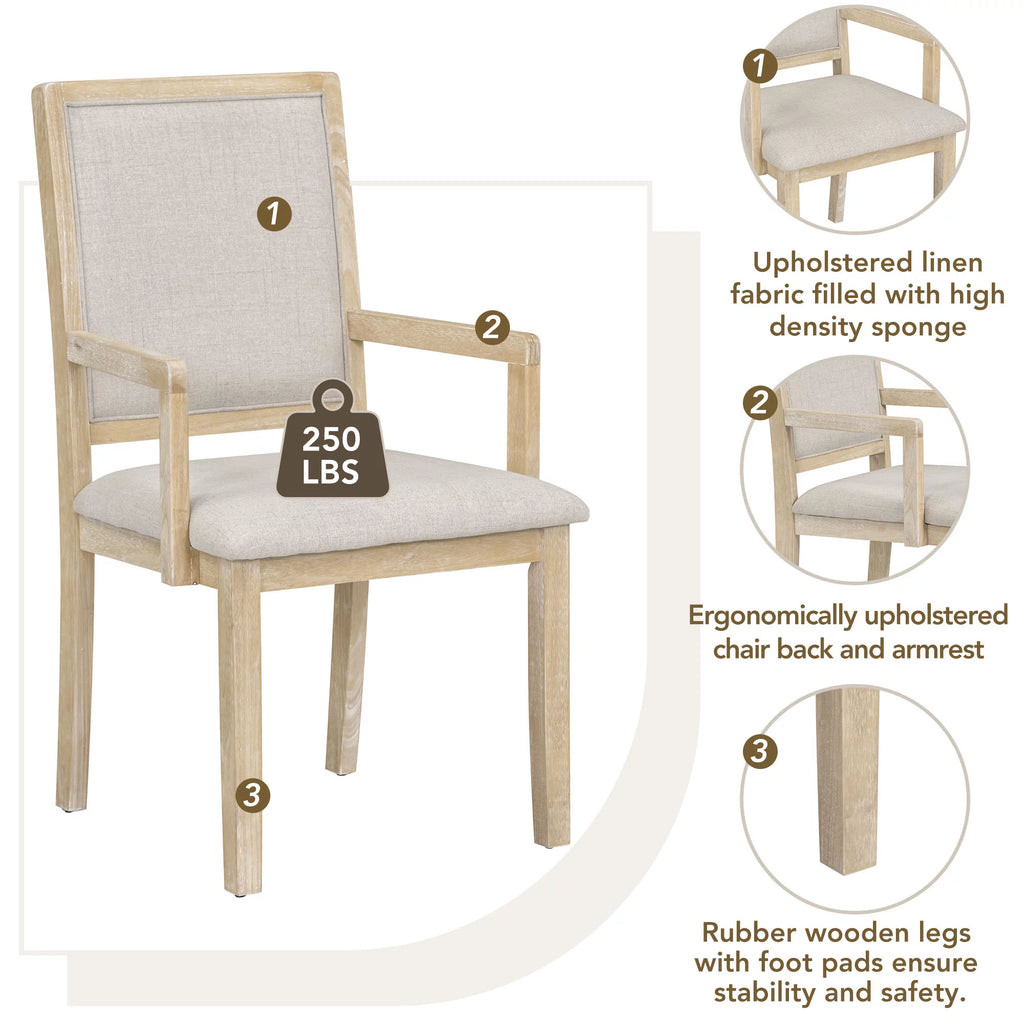 5-Piece Round to Oval Extendable Wood Dining Table Set with 4 Upholstered Chairs Z47007