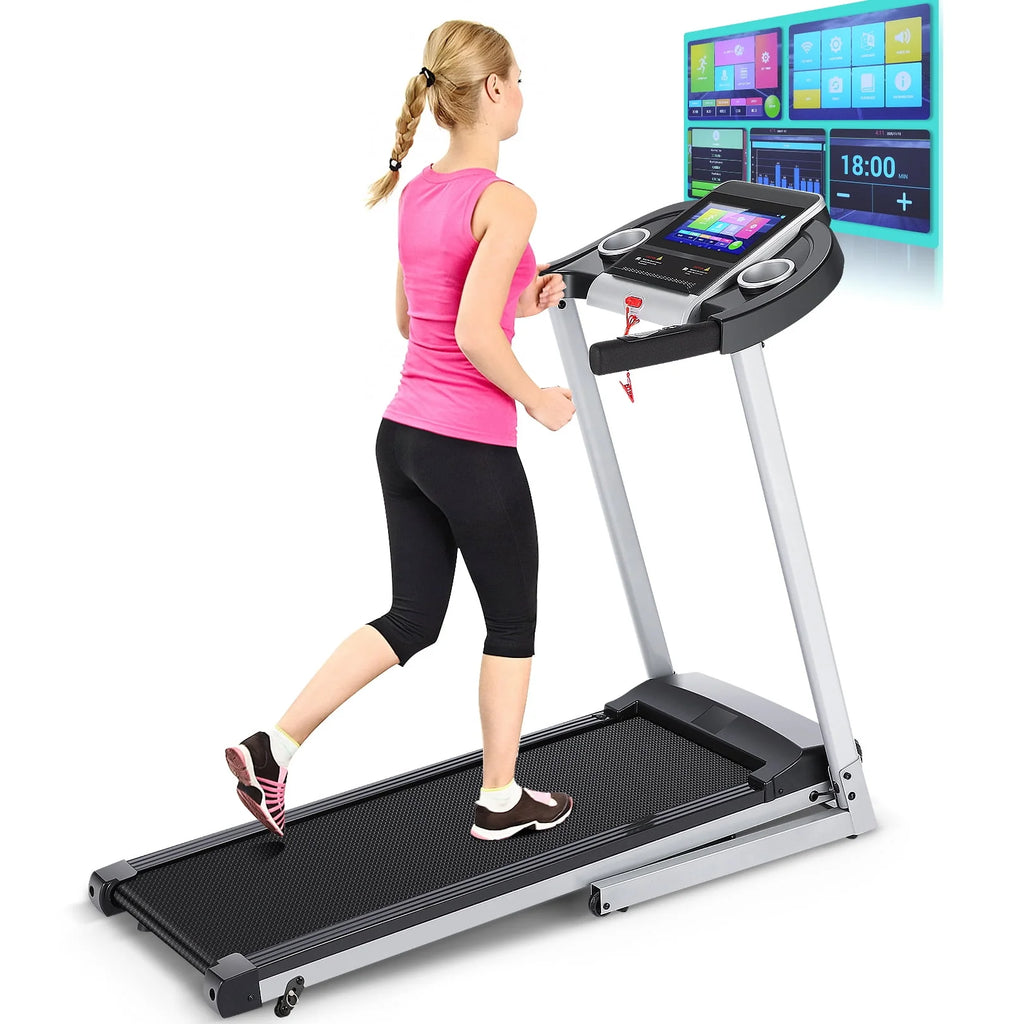 Silver Treadmill with 10 HD Touchscreen and 36 Preset Programs M1185