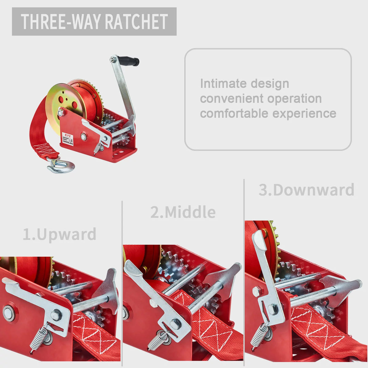 3200lbs Hand Winch with 10m Strap E15715