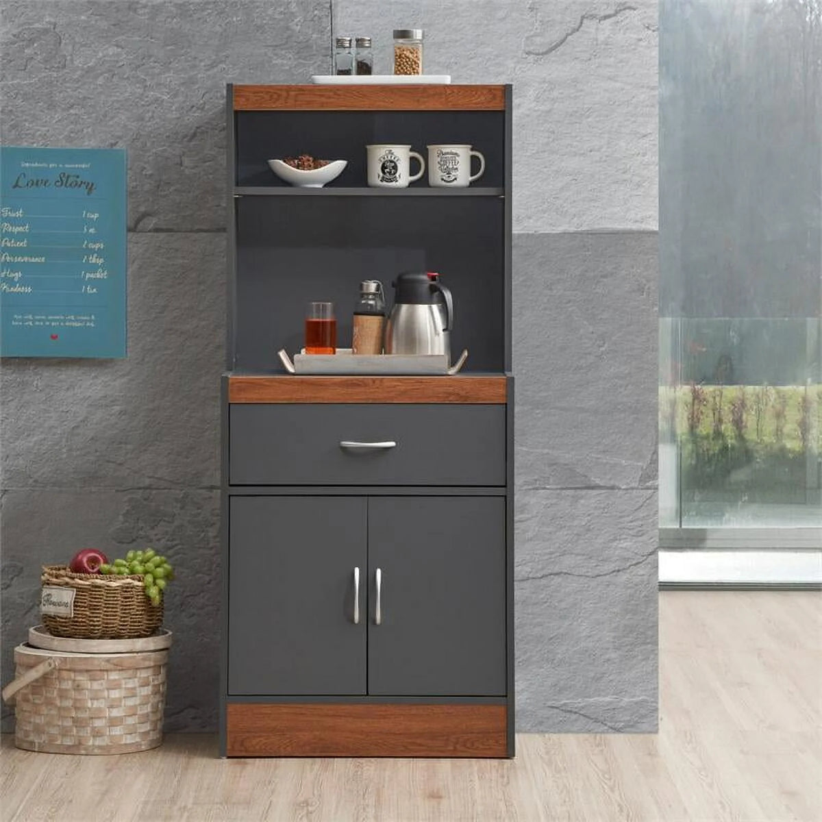 54" 2-Door 1-Drawer Wooden Kitchen Cabinet Z880727
