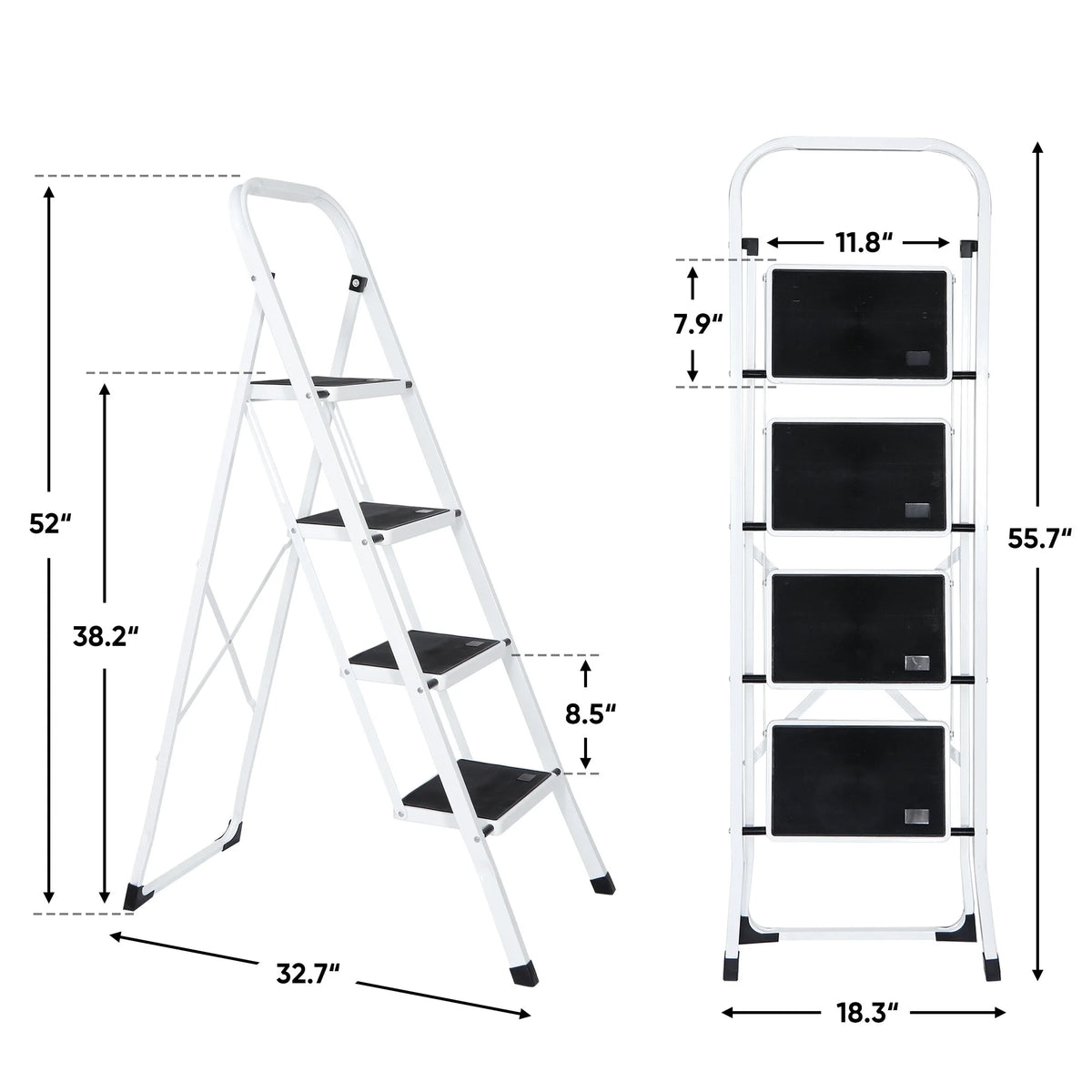 4 Step Ladder with Handgrip and Wide Platform Steps N499