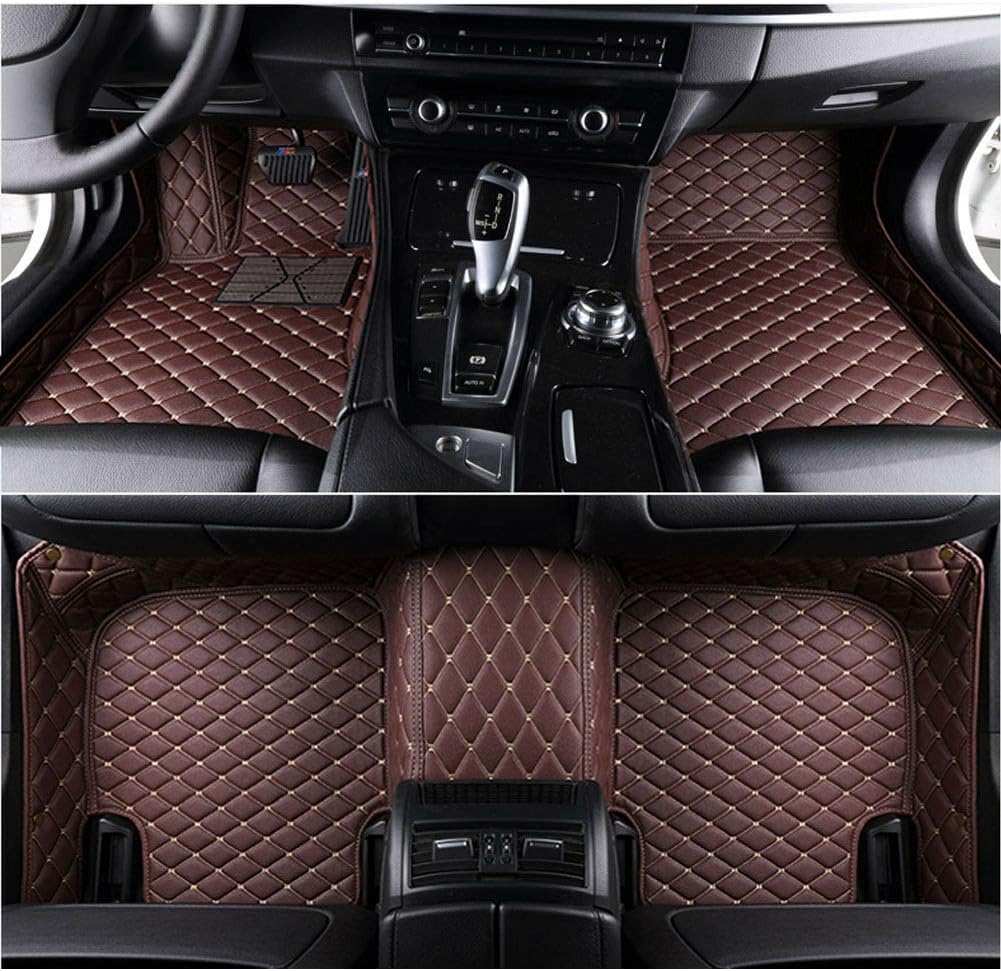 Custom Car Floor Mats Non-Slip Leather Floor Liners Black White J5529