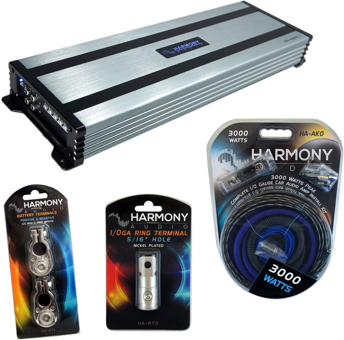 4Ch 800W Sub Amp with Amp Install Kit and RCA Cable R953