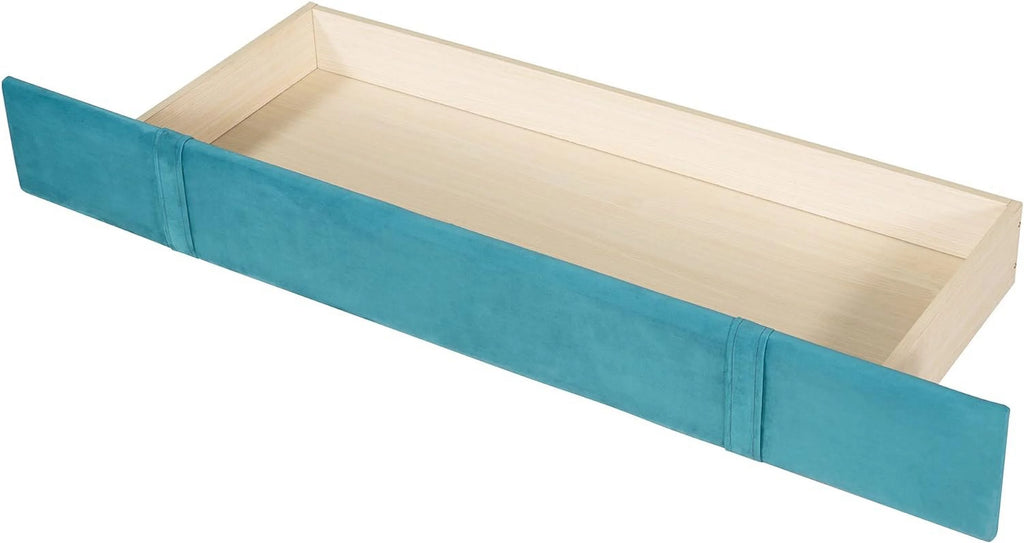 Queen Size Velvet Upholstered Platform Bed Frame with Headboard and Drawers H288