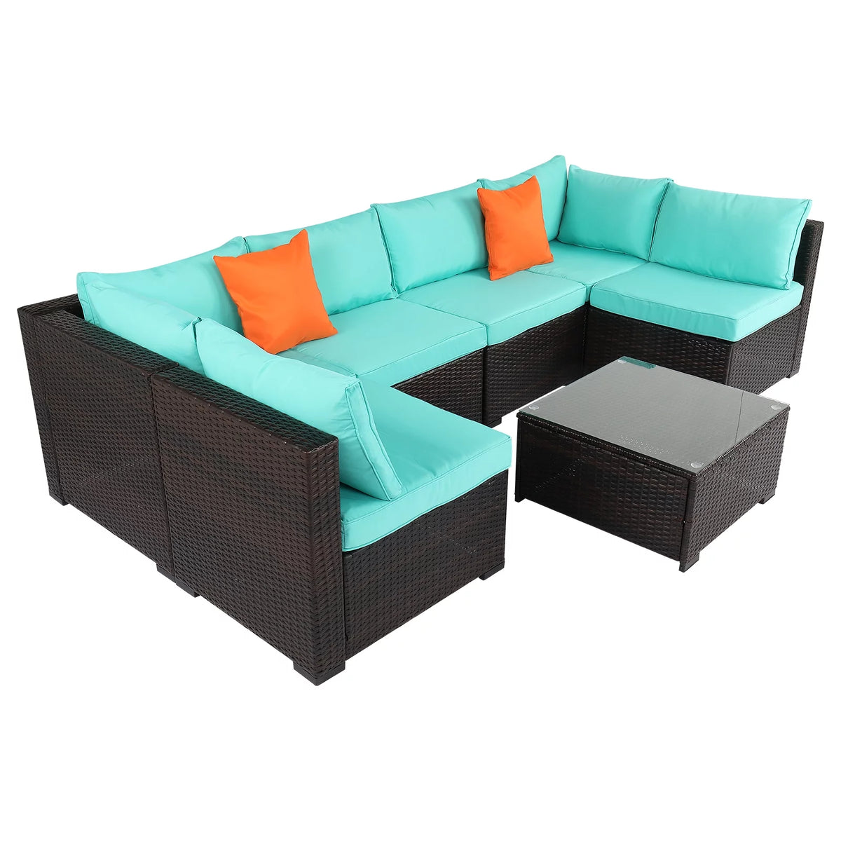 7 Pieces Wicker PE Rattan Sectional Sofa B413158