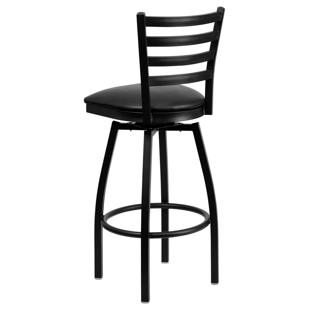 2 Pack Swivel Metal Barstool Black Vinyl Seat K335