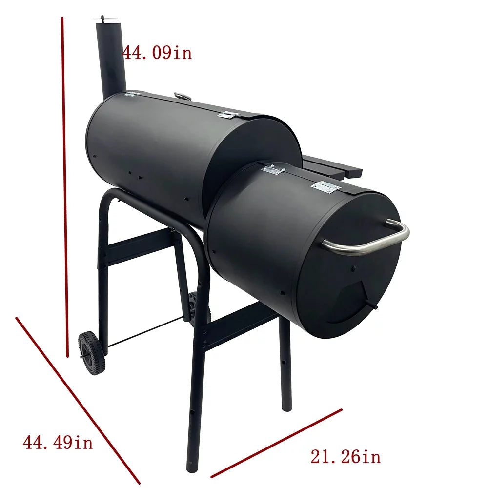 30" BBQ Charcoal Grill Offset Smoker with Cover E29664