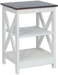 Modern Farmhouse Wood End Table with 3-Tier Vintage White X876561