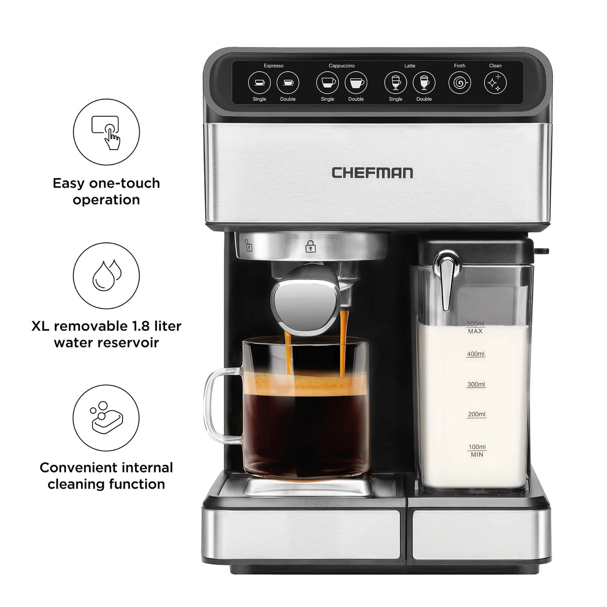 6-in-1 Digital Espresso Machine with Milk Frother W414