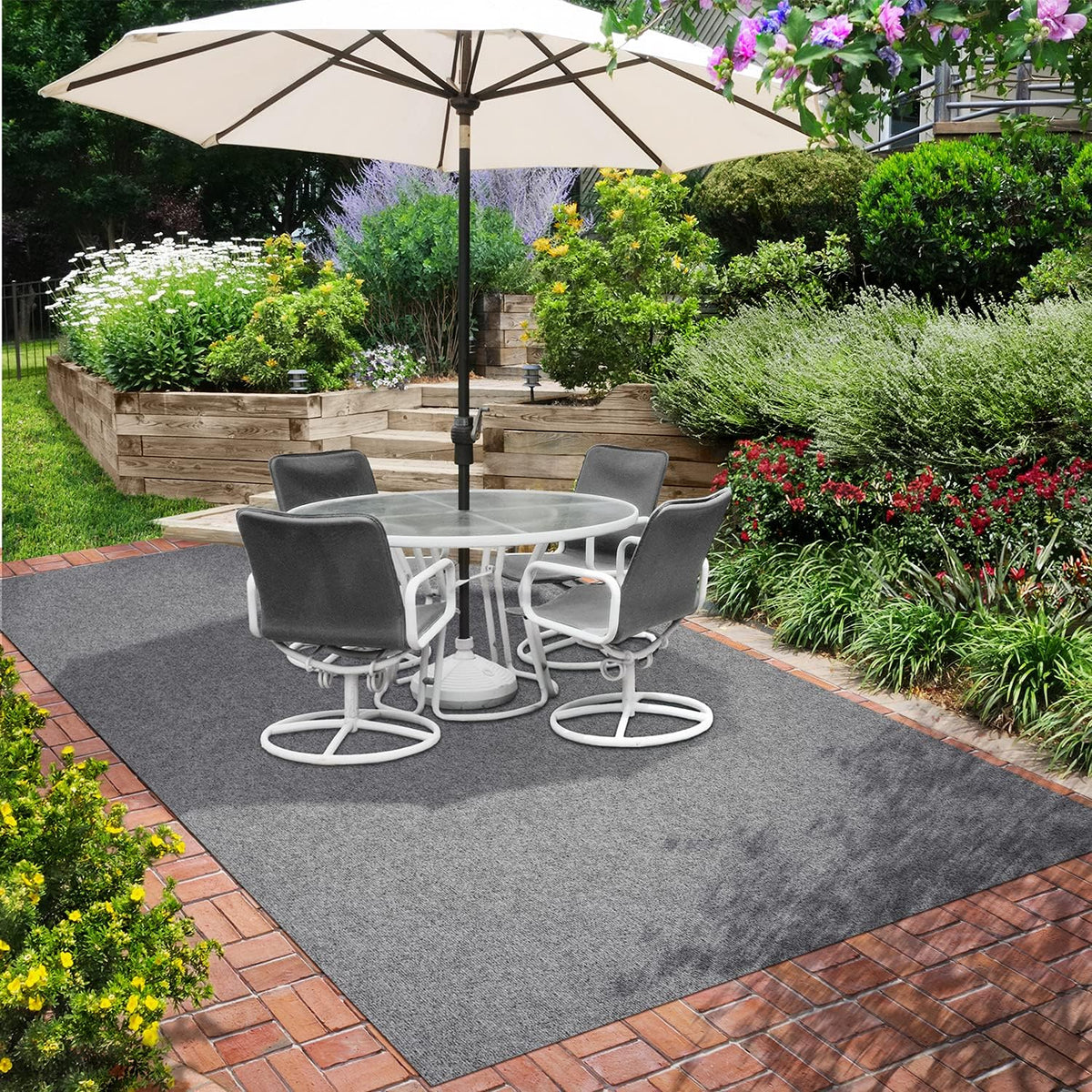 Indoor Outdoor Carpet with Rubber Marine Backing Gray 6 Feet x 50 Feet B5769