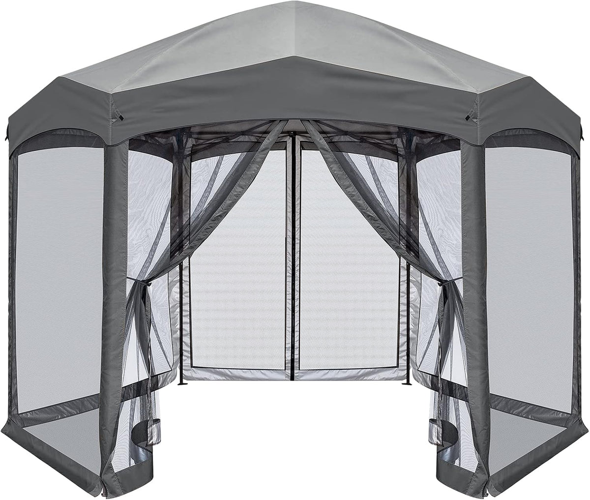 6 Sided Pop-Up Camping Gazebo with Mosquito Netting, Gray H518650