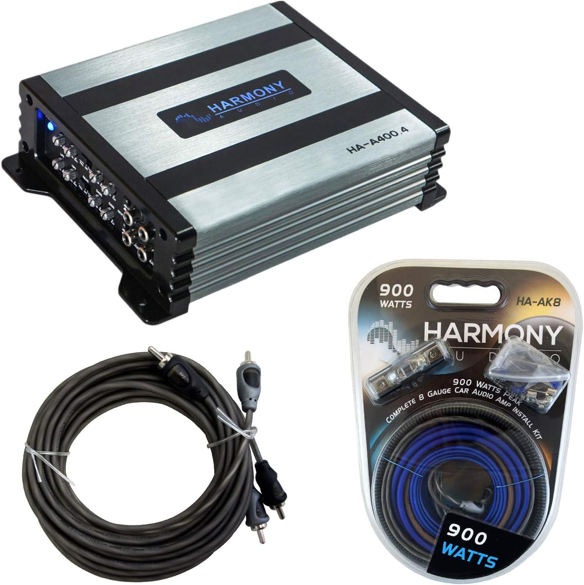 4Ch 800W Sub Amp with Amp Install Kit and RCA Cable R953