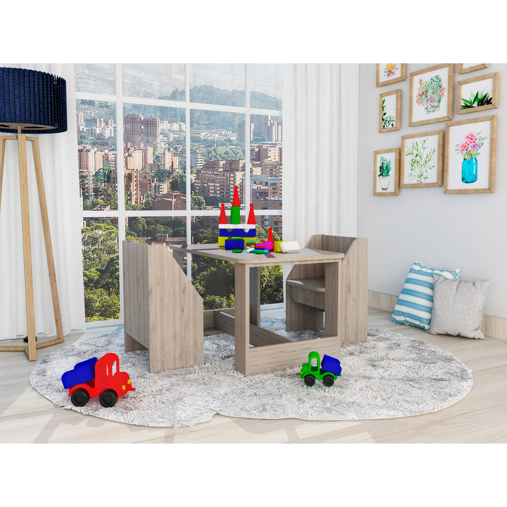 Ash Engineered Wood Children Activity Table Set with Benches W751