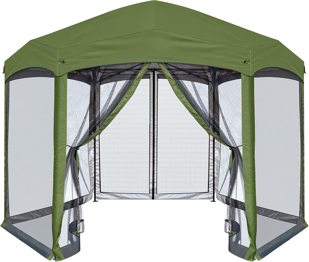 6 Sided Pop-Up Camping Gazebo with Mosquito Netting, Gray H518650