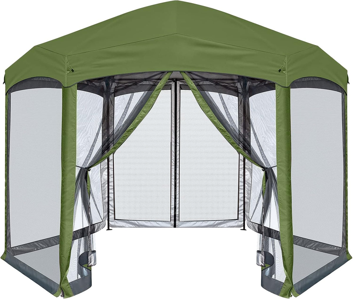 6 Sided Pop-Up Camping Gazebo with Mosquito Netting, Gray H518650