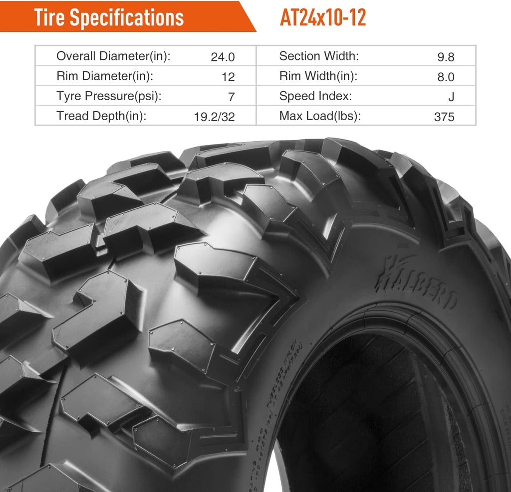 24x8-12 & 24x10-12 6PR All Terrain ATV UTV Tires I6051