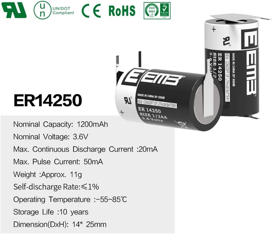 3.6V Lithium Battery 1/2 AA Size 1200mAh Q39452