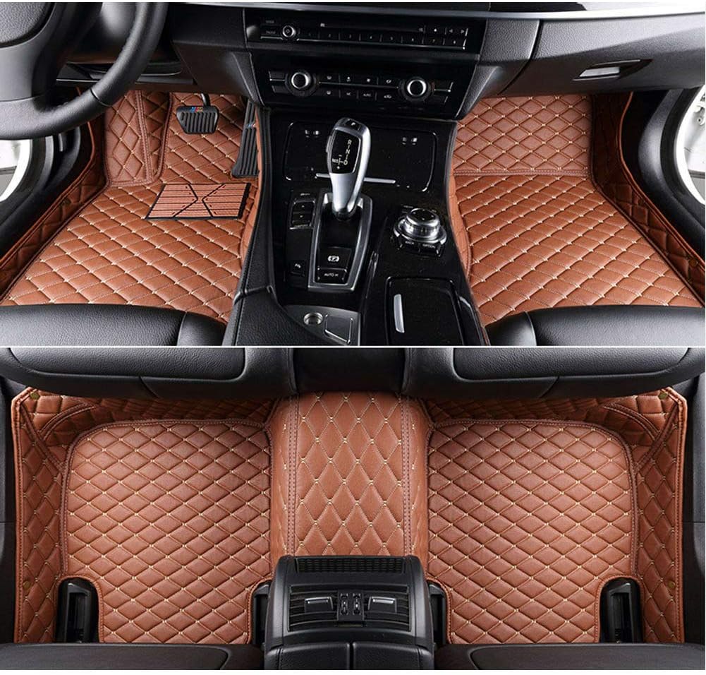 Custom Car Floor Mats Non-Slip Leather Floor Liners Black White J5529