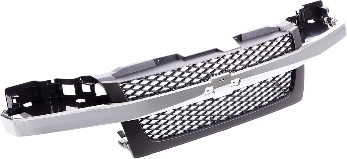 Front Dark Gray Grille Assembly with Chrome Center Bar X265535