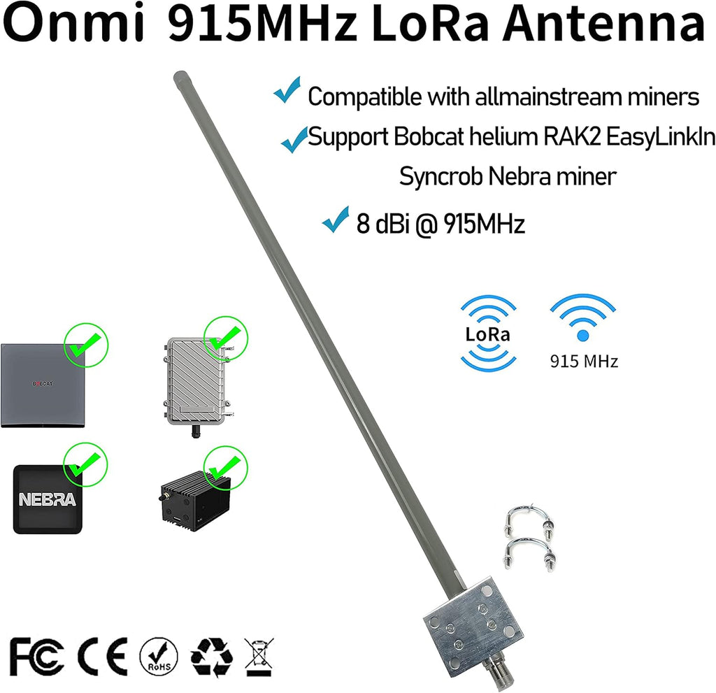 8dBi LoRa Antennas 915MHz Kits 16 ft RG58 50Ohm RP-SMA Lightning Arrester D8677
