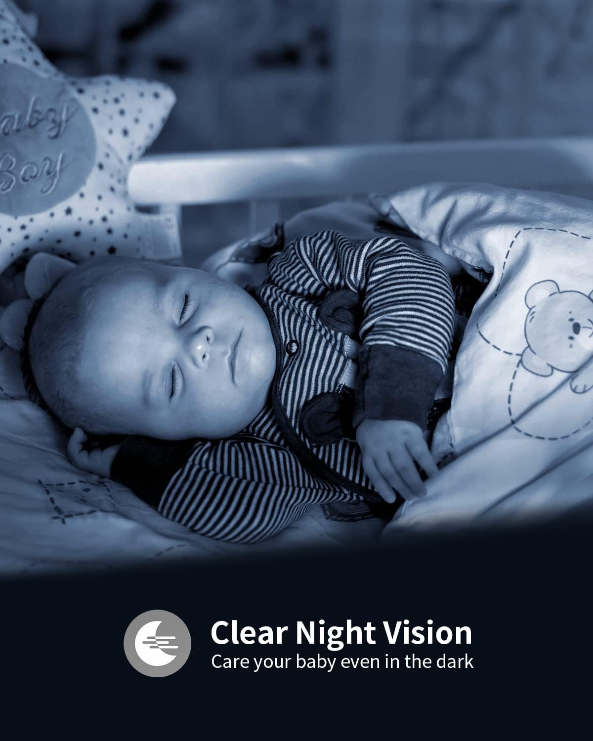 Baby Monitor with Camera and Audio, 1080P Infrared Night Vision, White W491