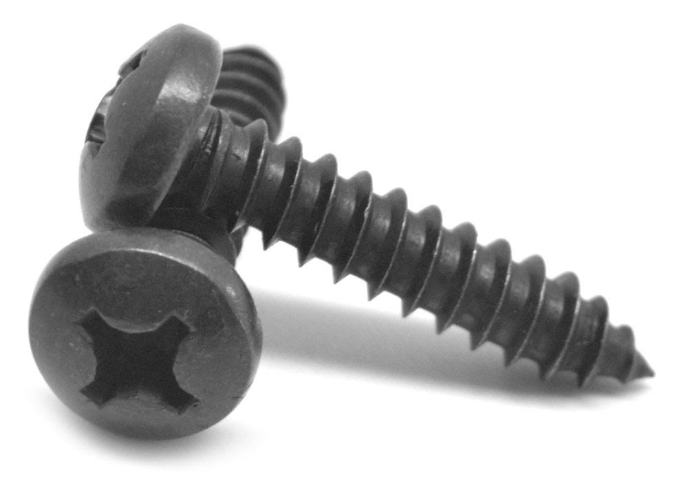 #4-24 x 3/8 Phillips Pan Head Sheet Metal Screw Black Zinc Plated H190920
