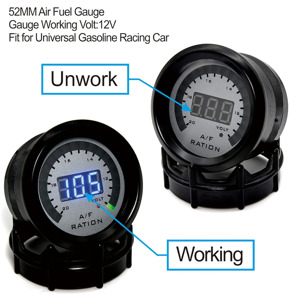 52mm LED Digital Air/Fuel Ratio Gauge with Narrowband O2 Oxygen Sensor Pack of 2 T385099