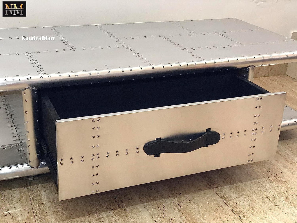 Aluminum Coffee Table with Drawers 40 Inches K196332
