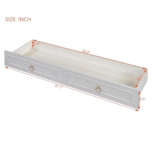 Queen Murphy Bed with Storage Drawers and Charging Station, White R22068
