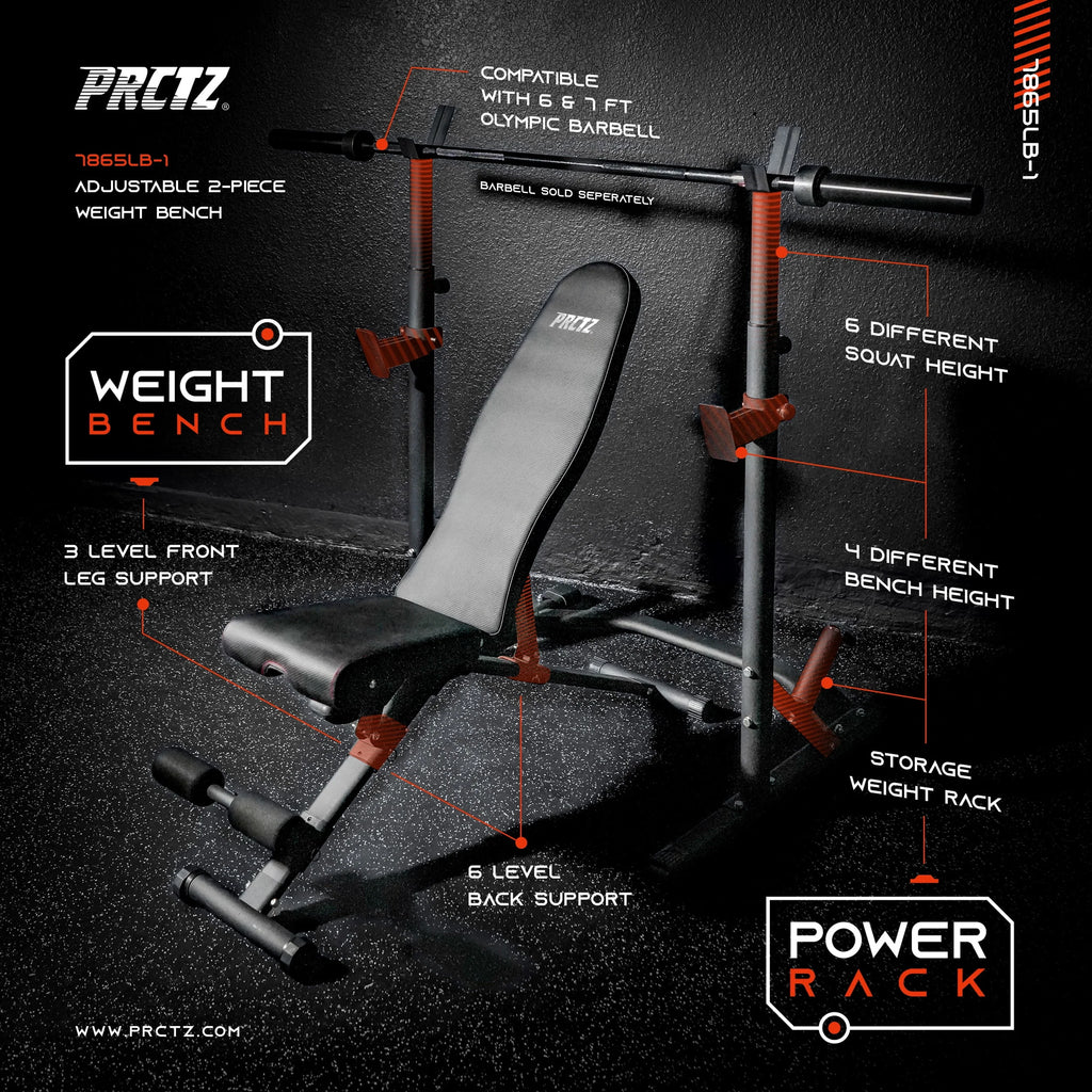 Two-Piece Olympic Weight Bench with Squat Rack T601