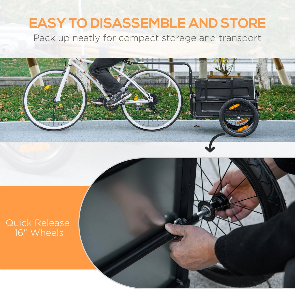 Bike Trailer Wagon with Removable Storage Box H14448