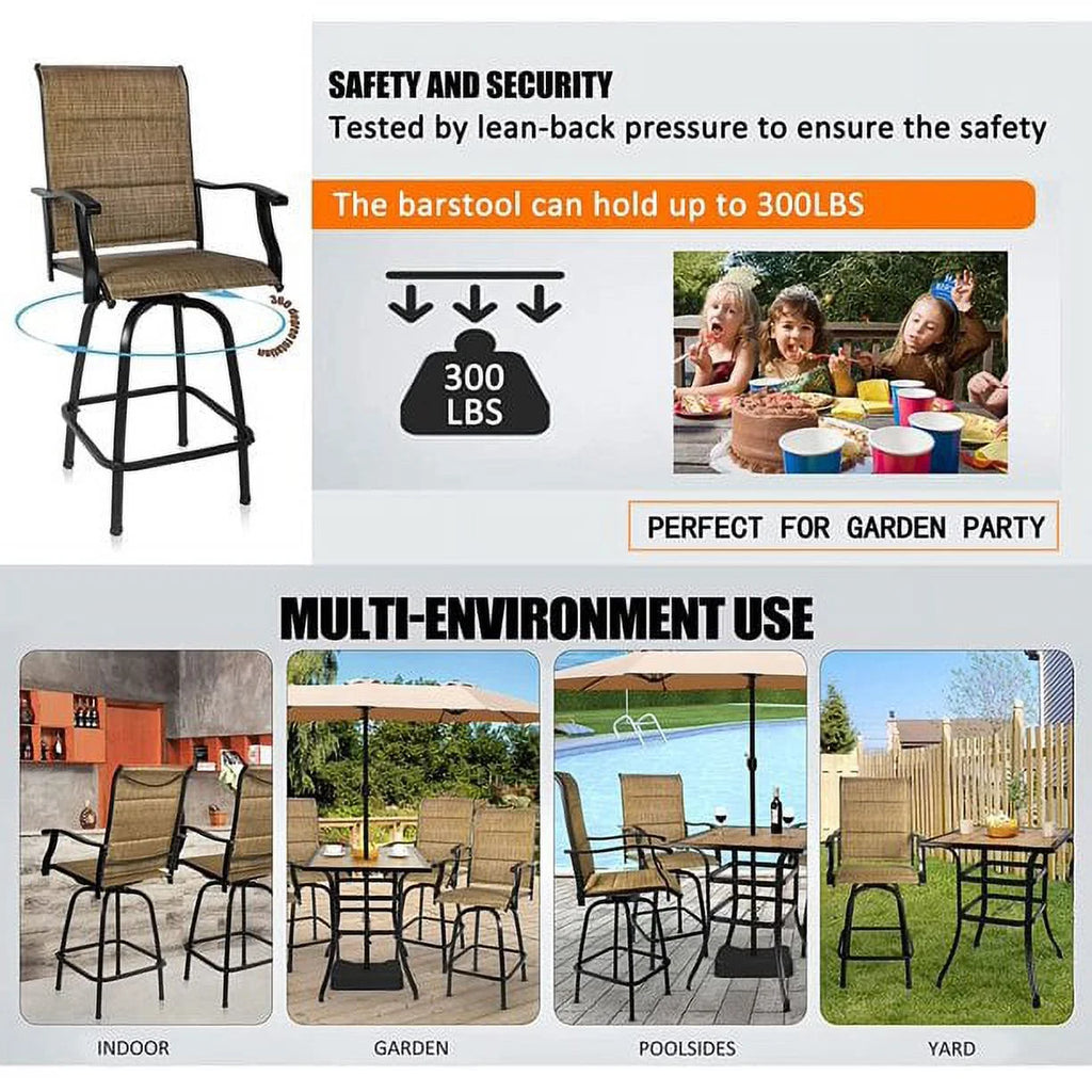 5-Piece Outdoor Textile Bar Set with Swivel Bar Stools W26636