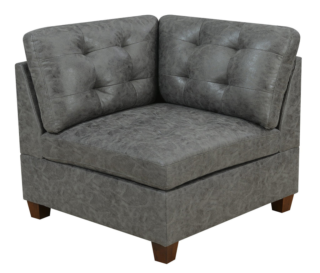 Antique Grey 8Pc Modular Sofa Set Leatherette Tufted Couch Q12229